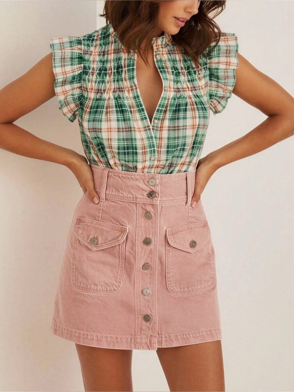 SÉZANE Bettie Denim Mini Skirt, Pink, FR34/US2